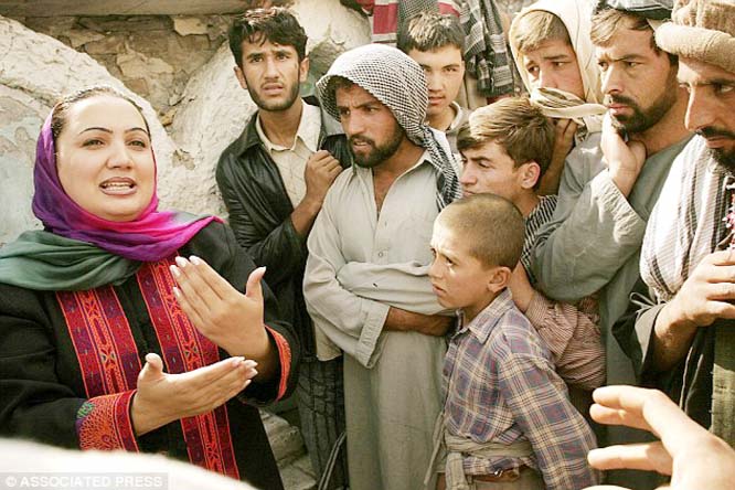 Shukria Barakzai (left), one of 69 female MPs in Afghanistan's Parliament, has survived a suicide bomb attack which killed three people in the capital Kabul yesterday morning including a young girl.