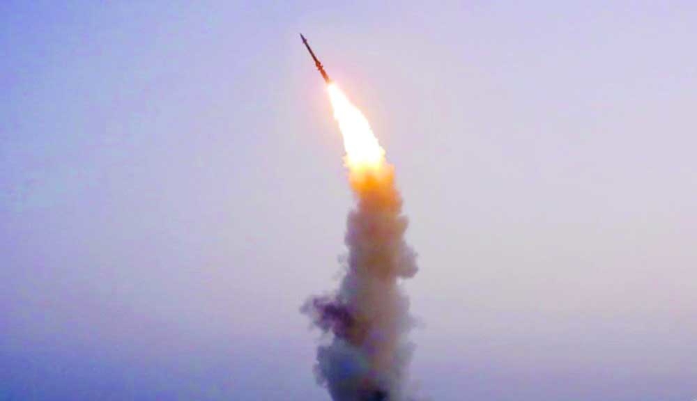 North Korea fires ballistic missile into the sea to expsoe its courage. Agency photo