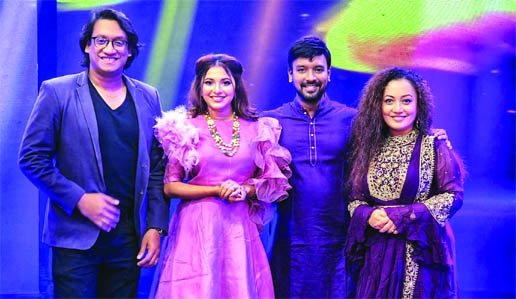 Sabbir, Liza, Rajib and Nishita at a photo session at BTV’s studio after recording of song