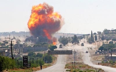 A Russian air strike killed seven people in Syria