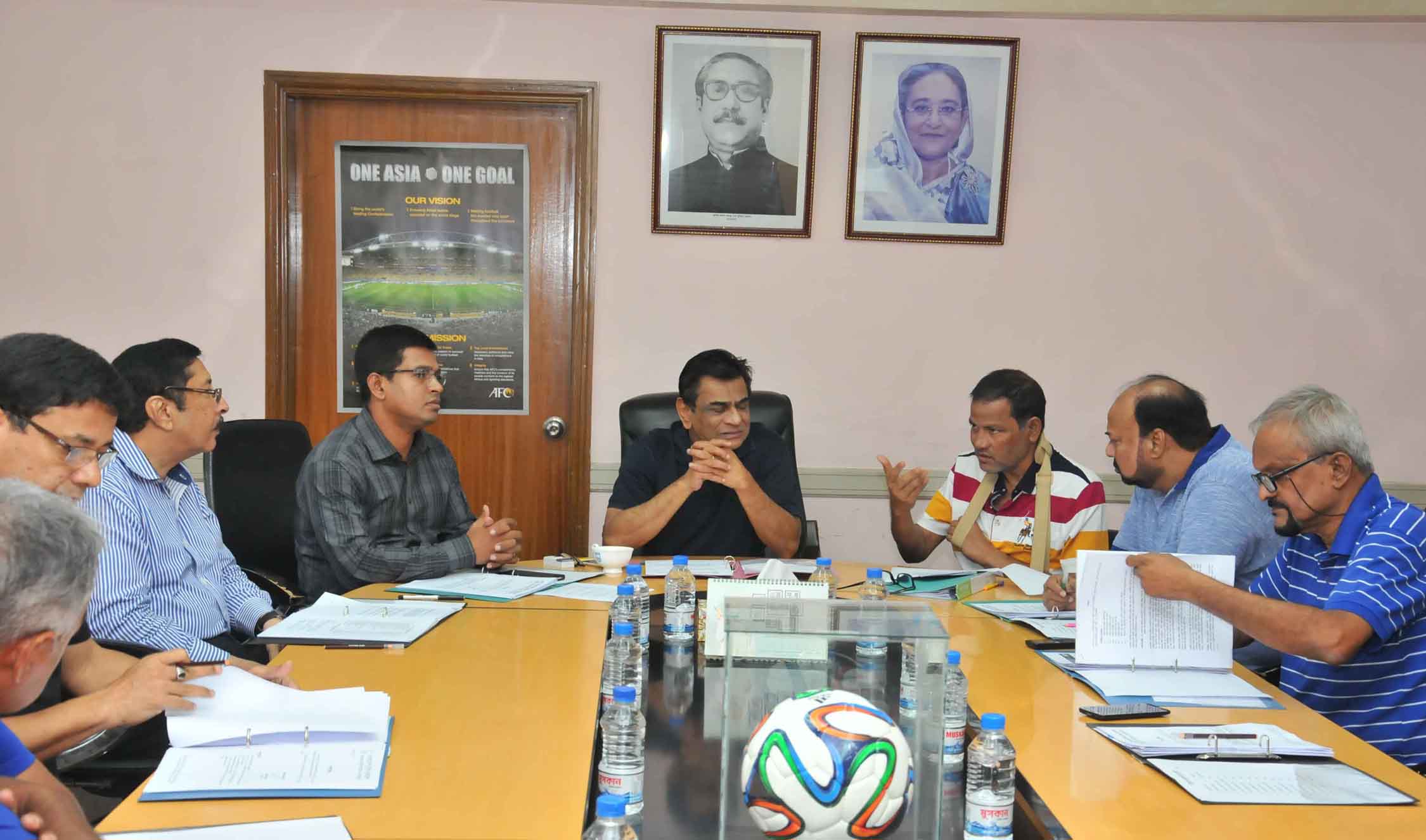 President of Bangladesh Football Federation (BFF) Kazi Salahuddin presiding over the meeting of the Development Committee of BFF at the BFF House on Saturday.