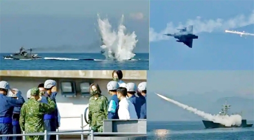 The US Military drills around Taiwan.