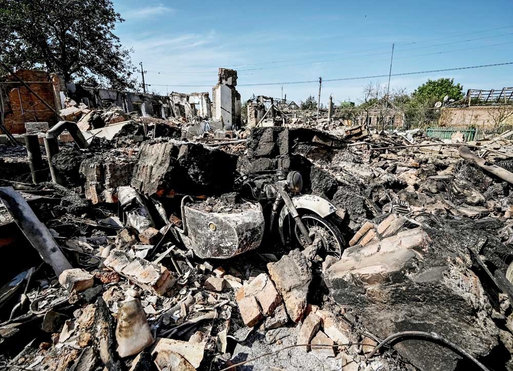 Residential houses destroyed by Russian military strike are seen, as Russia's attack on Ukraine continues, in the town of Orikhiv, Zaporizhzhia region, Ukraine . Agency photo