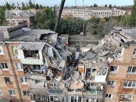 File photo: Rescuers work at the site of a residential building heavily damaged during a Russian military attack in Mykolaiv, Ukraine on October 13, 2022.