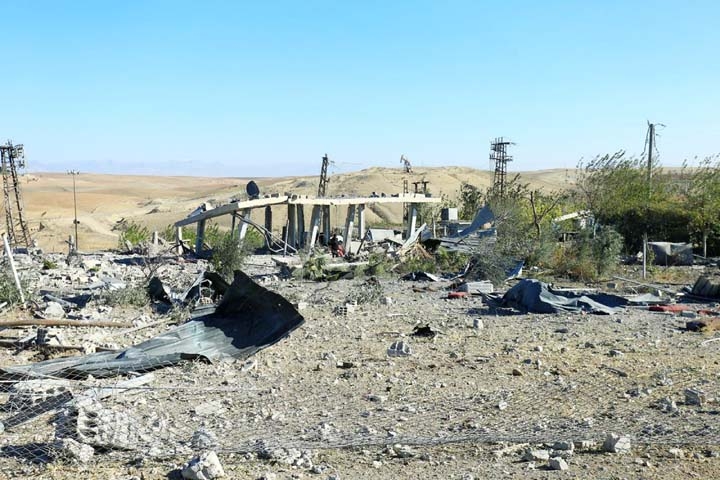 A view shows the aftermath of airstrikes, which Turkey's defence ministry says it carried out, in Derik, Syria on Sunday. Agency photo