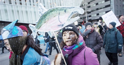 Activists protest the United Nations Biodiversity Conference (COP15) during the March for Biodiversity for Human Rights in Montreal, Quebec, Canada on Saturday.