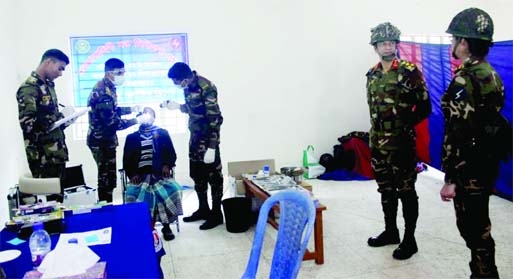 Bangladesh Army 46th Independent Infantry Brigade and 61 Field Ambulances holds free medical campaign at Azmatpur Adarsha School And College in the capital on Sunday.