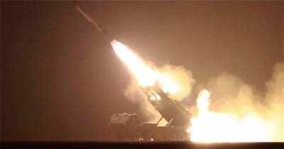 A strategic cruise missile is launched during a drill in this undated photo released on Friday by North Korea's Korean Central News Agency.